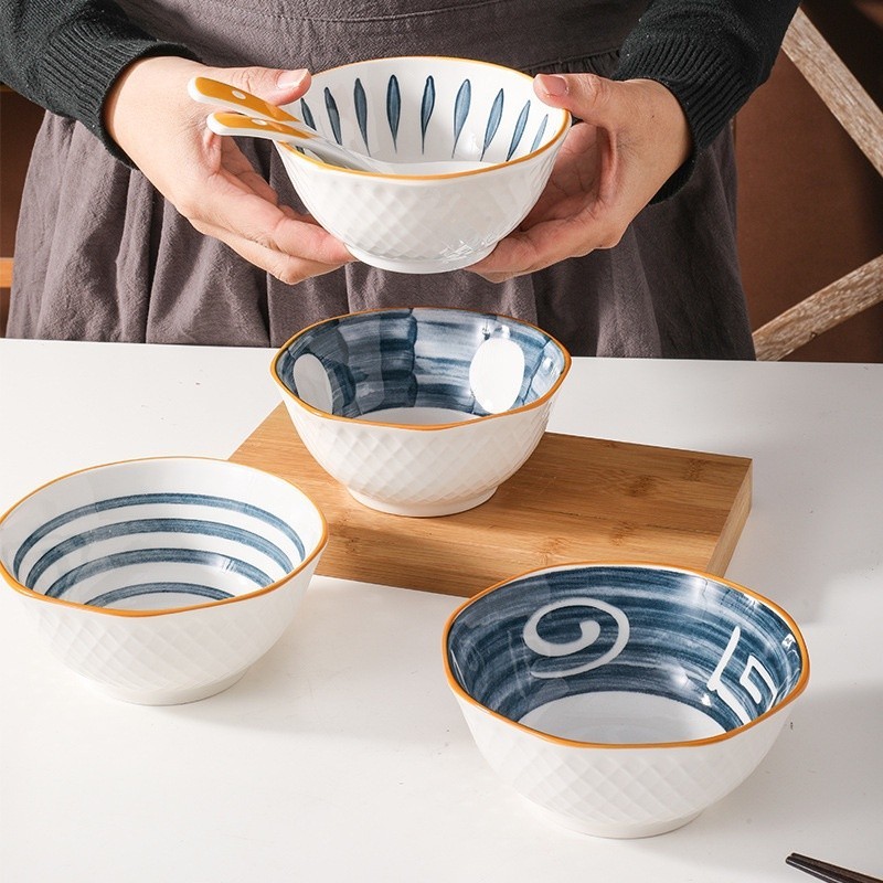 【BBQ】5寸陶瓷飯碗八角碗家用日式飯碗蔬菜碗麵碗小湯碗