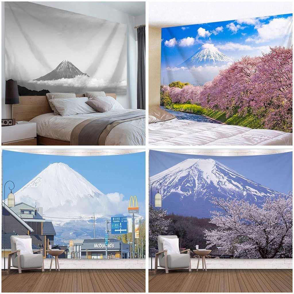 掛毯 掛畫 裝飾掛佈 富士山風景 日本 房間裝飾 拍照背景 直播背景佈 ins 掛佈 墻壁裝飾富士山掛佈治癒係高級感背景