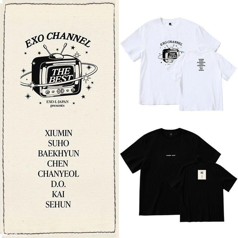 KPOP EXO-L CHANNEL THE BEST演唱會周邊伯賢吳世勛同款短袖T體恤衣服
