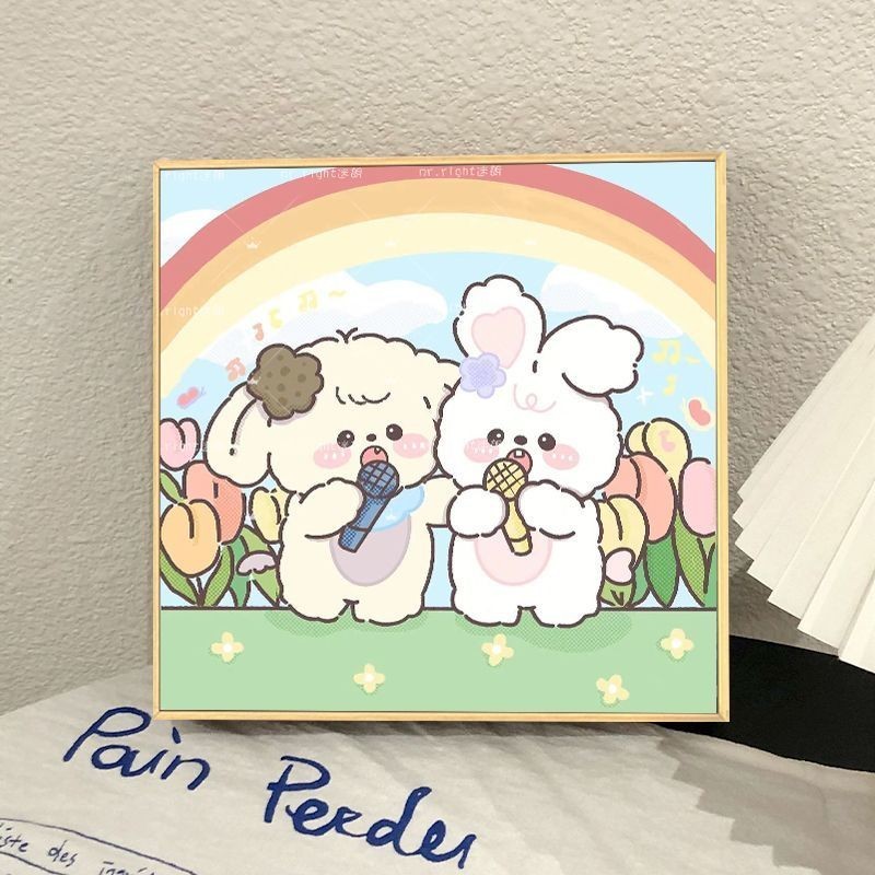 【新款熱推】小狗兔子diy數字油畫填色填充手工手繪兒童卡通情侶頭像禮物油彩