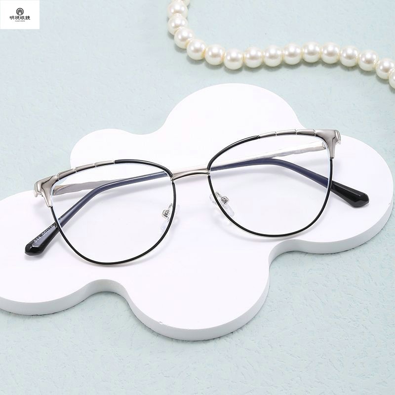 時尚貓眼眼鏡 時尚新貓眼 眼鏡框 女士金屬鏤空歐美眼鏡 架網紅ins抗藍光眼鏡