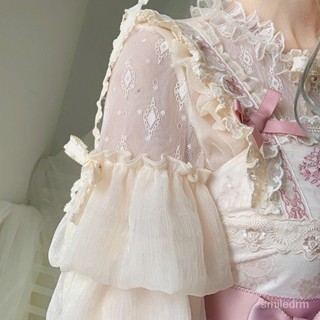 【砂糖の時光】 Lolita內搭襯衫春夏蕾絲泡泡袖雪紡洛麗塔洋裝jsk搭配