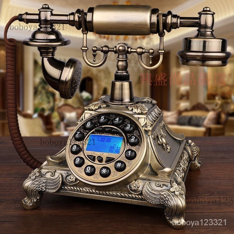 【限時下殺】仿古復古電話機歐式有線家用電話座機旋轉盤 N6ZH