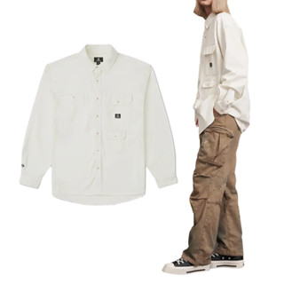 Converse YOTD Woven Shirt 男 白色 龍年 休閒 口袋 襯衫 長袖 10026808-A01