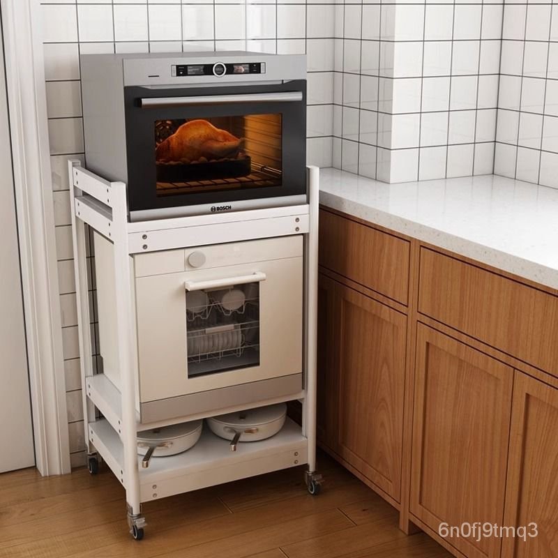 免運#三層廚房微波爐置物架落地多層大尺寸嵌入式烤箱洗碗機收納架帶輪 IM3L