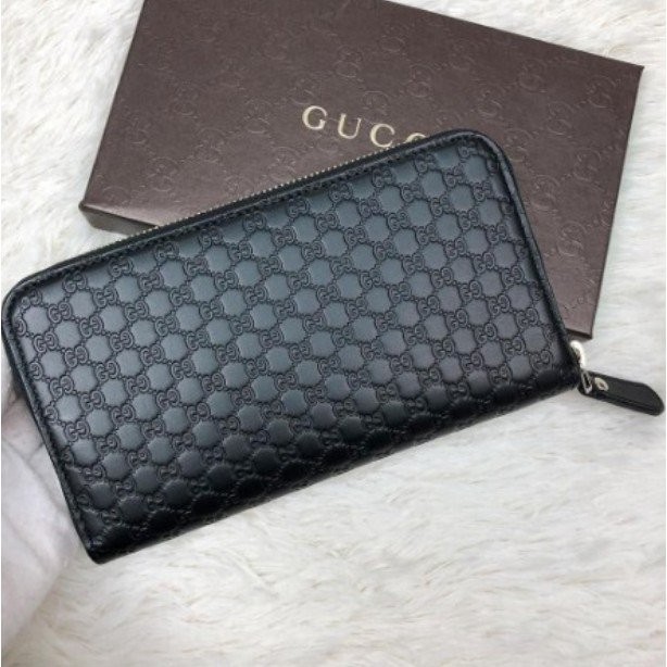 二手精品 Gucci 古馳 男包女包牛皮壓印Logo長夾 皮夾 錢包 手拿包 449391