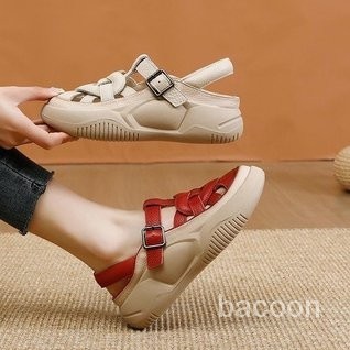 聚闔精選⭐新品⭐ 鬆糕厚底鞋 包頭涼鞋 時尚復古百搭編織鞋 增高鞋 休閒鞋 羅馬鞋 洞洞鞋 女鞋 W1BQ