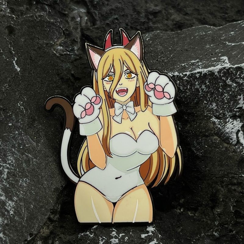 好物推薦 貓咪帕瓦金屬徽章 日本動漫電鋸人磁吸胸針 創意書包裝飾魔術貼