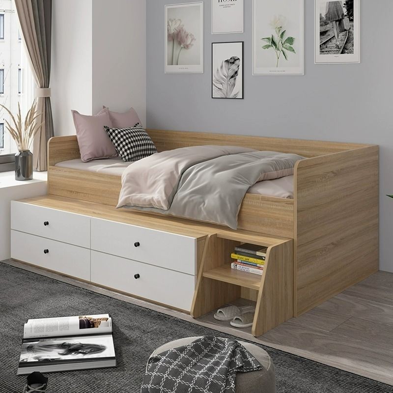 木床#定製落地式小戶型臥室儲物床榻榻米單人床1.2米收納床闆式床
