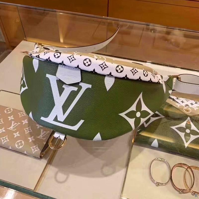 二手 LV SacCeintureM44611卡其色紅色腰包胸口包Monogram帆布