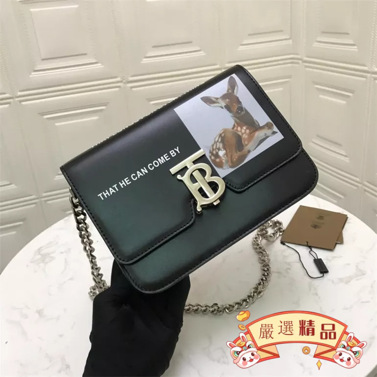 二手 BURBERRY（博柏利）小鹿圖案 豆腐包 TB鎖扣包 鏈條單肩斜挎包 TB包 小方包80124671