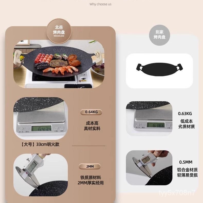 【精選熱銷】北嶽戶外烤盤 麥飯石卡式爐烤肉盤 韓式燒烤盤 傢用電磁爐烤肉鍋煎盤 ODOT