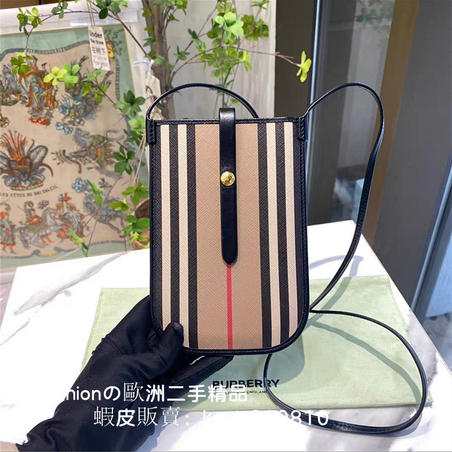 BURBERRY 博柏利 男女通用 環保帆布 手機包 單肩包 斜跨包 8026002女生包包