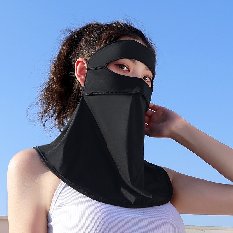 女士防曬護頸面罩 護全臉面膜 口罩 冰絲面罩 防護 遮陽 防嗮 男女電動車防風塵蒙面冰絲口罩