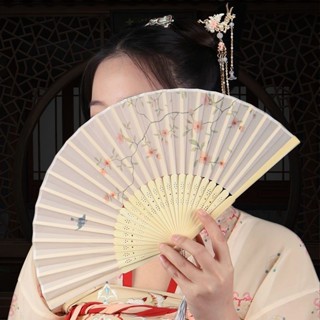 🌼臺灣熱賣🌼兒童扇子女扇旂袍漢服配飾舞蹈扇古風摺扇櫻花扇子絹佈女扇子