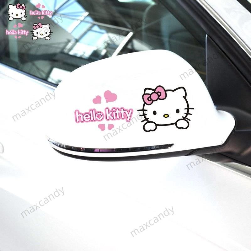 一对Hello Kitty后視鏡貼 KT猫摩托車貼可愛凱蒂貓車貼 踏板車電動車貼紙🌱慶民商行🌱