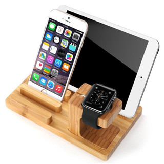 適用蘋果手表Apple watch手機充電底座iPhone支架竹子iPad木支架