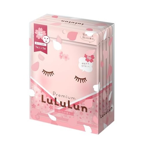 【日本直送】 LULULUN 面膜保湿防紫外线高级 Lululun 樱花（樱花香味）7 片 x 5 袋
