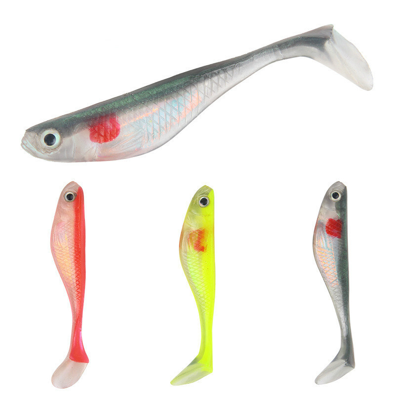 【釣魚好物】5g/8cm黃魚軟餌新款仿生軟蟲魚餌拼色塑膠假餌亮片路亞餌