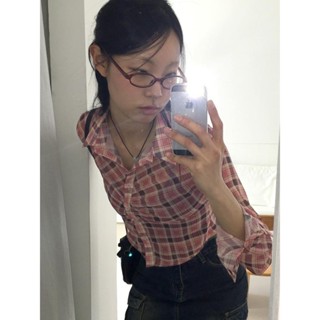 【Codibook】韓國 wonderwonder 復古格紋燈籠袖透視短版襯衫［預購］襯衫 女裝