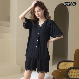 【大尺碼女裝M-5XL 40-150kg】2-300斤冰絲大尺碼睡衣女夏季兩件套薄款小外套短袖短褲可外穿家居服