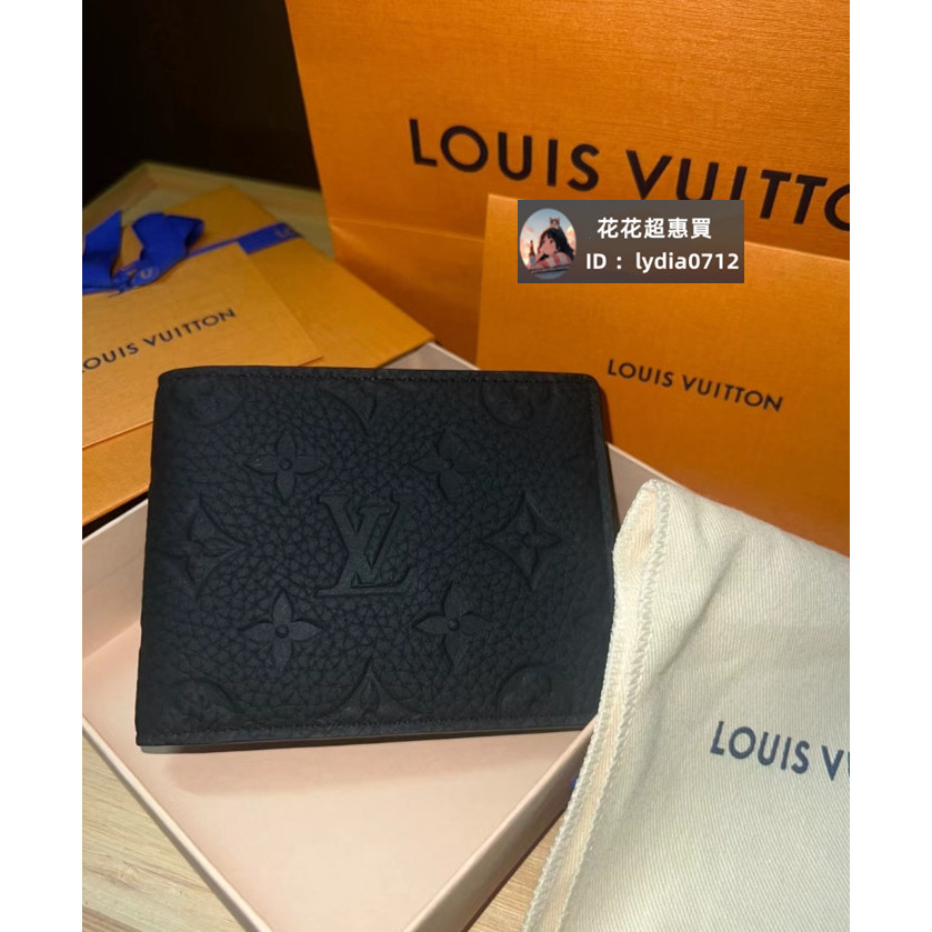 (二手品）LV 路易威登 MULTIPLE M82072 黑色壓紋 對折短夾 男夾 錢包 皮夾 錢包
