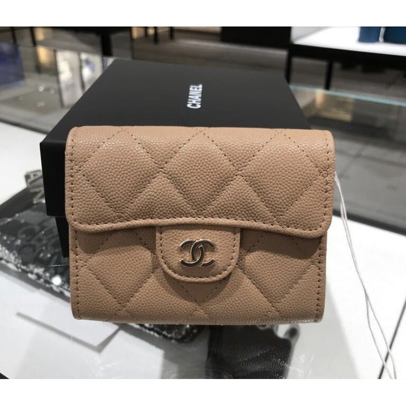 二手 CHANEL 香奈兒 A31504 小牛皮菱格紋 金銀CC LOGO 大款名片夾/零錢包現貨