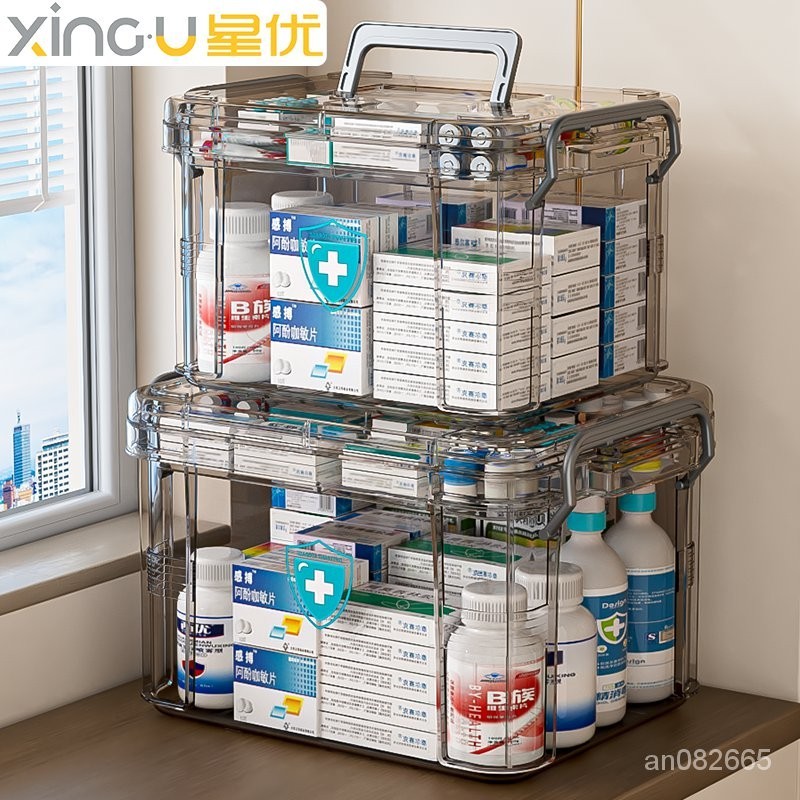 藥箱 收納箱 傢用便攜多層醫療箱 傢庭版 醫藥箱 大容量透明藥盒 收納盒