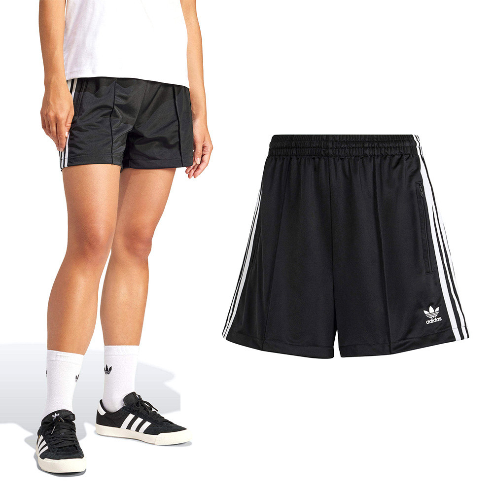 Adidas Firebird Short 女款 黑色 寬鬆 鬆緊 腰身 側面拉鍊口袋 運動 短褲 IU2425