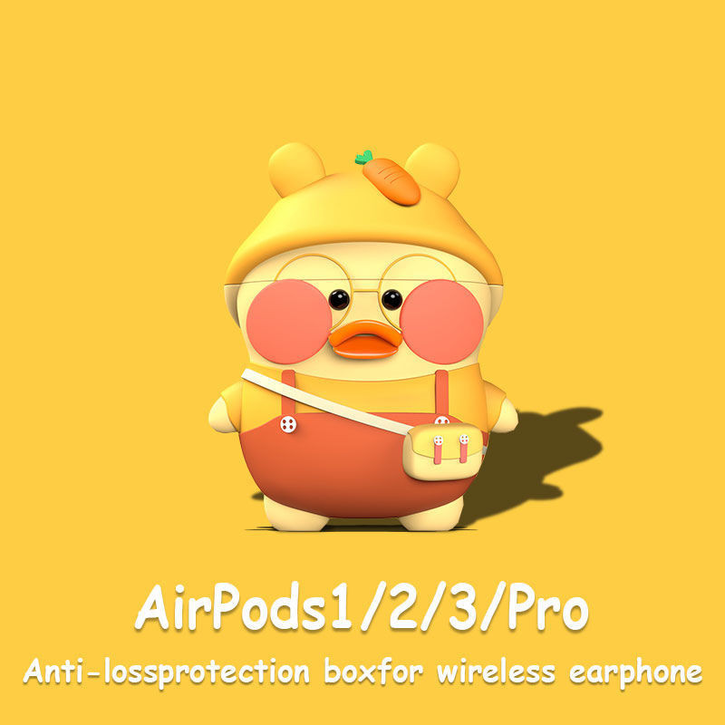 🔥熱銷產品🔥可愛卡通鴨子airpods保護套1/2代蘋果無綫套pro3硅膠軟殻