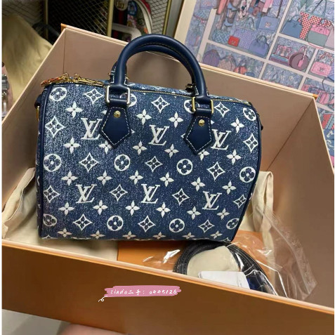 LV Speedy 25 丹寧 牛仔佈 LV手提包 LV單肩包 LV斜挎包 M59609 M81168 99成新