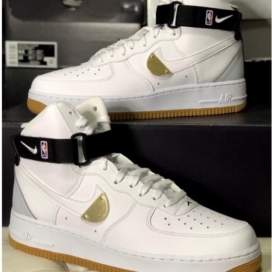 NIKE AIR FORCE 1 HIGH 07 LV8 NBA 白黑金 膠底 復古 CT2306-100 慢跑鞋