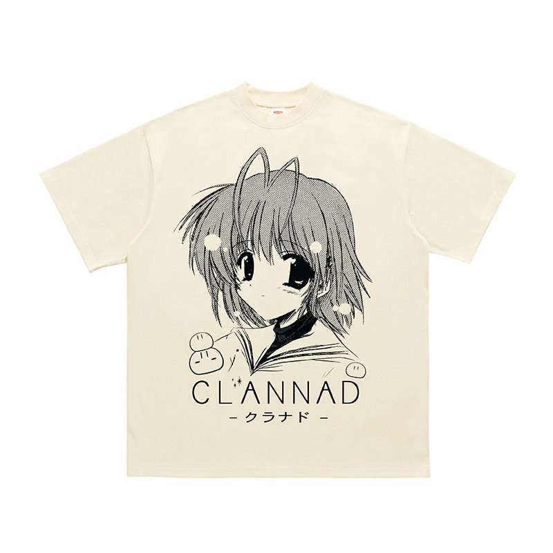 二次元 動漫短袖 日系復古動漫Clannad團子大家族休閑短袖T恤
