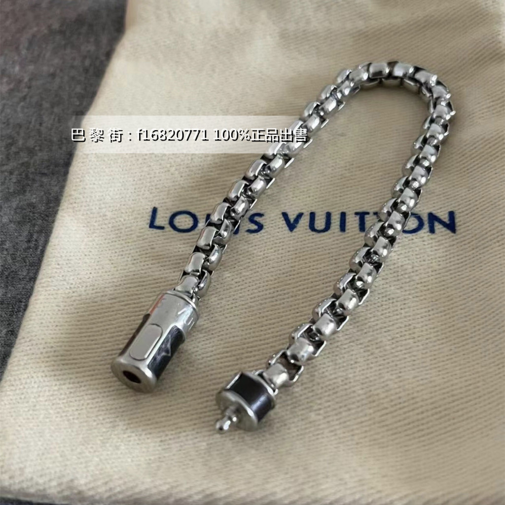 LV 路易威登 MONOGRAM 古巴手鏈 竹節手鏈 男女同款 手環 經典 銀鏈 M63107