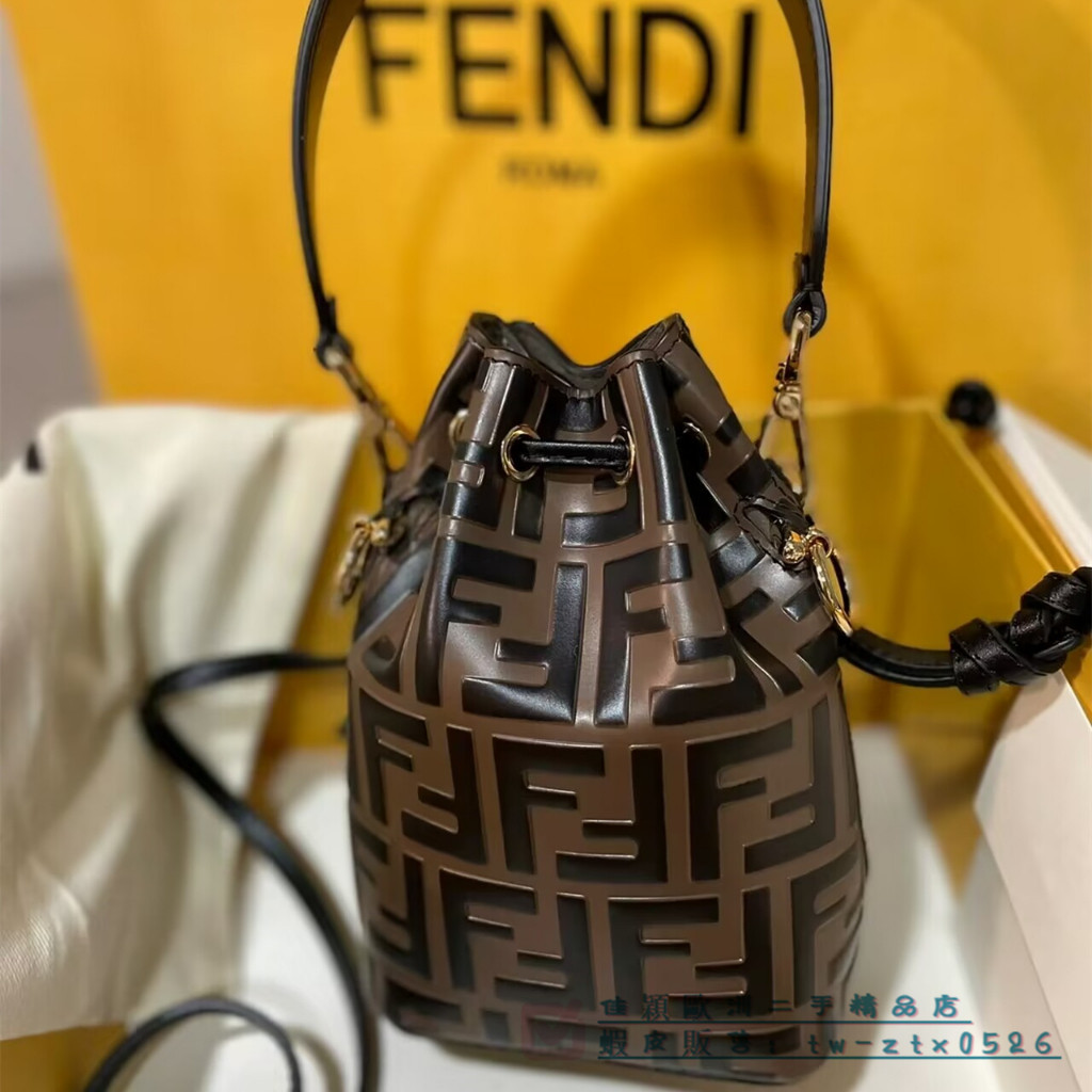 芬迪 FENDI MON TRESOR 經典雙F印花 迷你 水桶包 手提包 單肩包 斜挎包 8BS010實拍