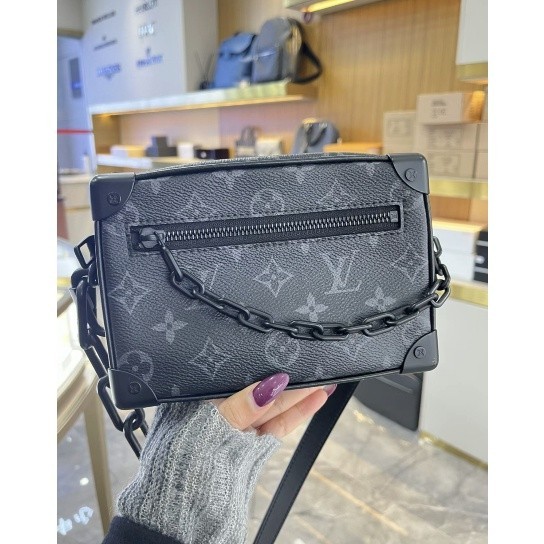 二手 LV 路易威登 黑色 老花 MINI SOFT TRUNK M44735 盒子包 方盒 斜背包