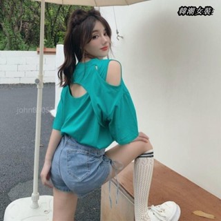 【大尺碼女裝M-5XL 40-90kg】棉質鏤空設計感字母印花短袖T恤女夏季新款大尺碼中長款女上衣