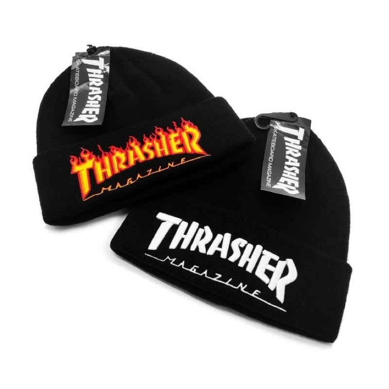 免運THRASHER New Era 毛帽 正品 火焰 刺繡 FLAME LOGO BEANI