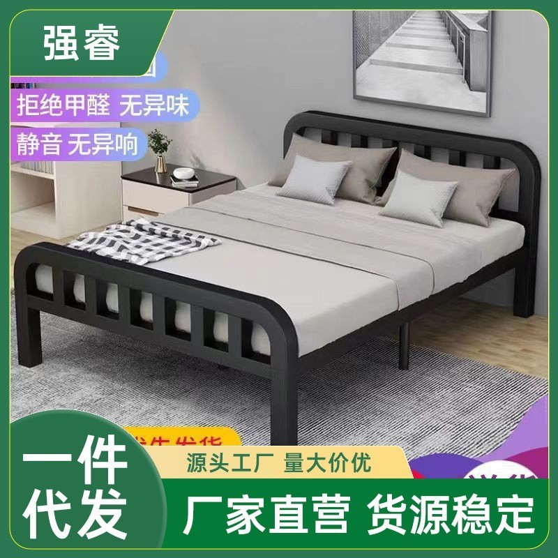 【現貨】Q蕤2鐵藝床現代1.5米傢用雙人1.8床鐵床架加固1.2米出租房1.0米出