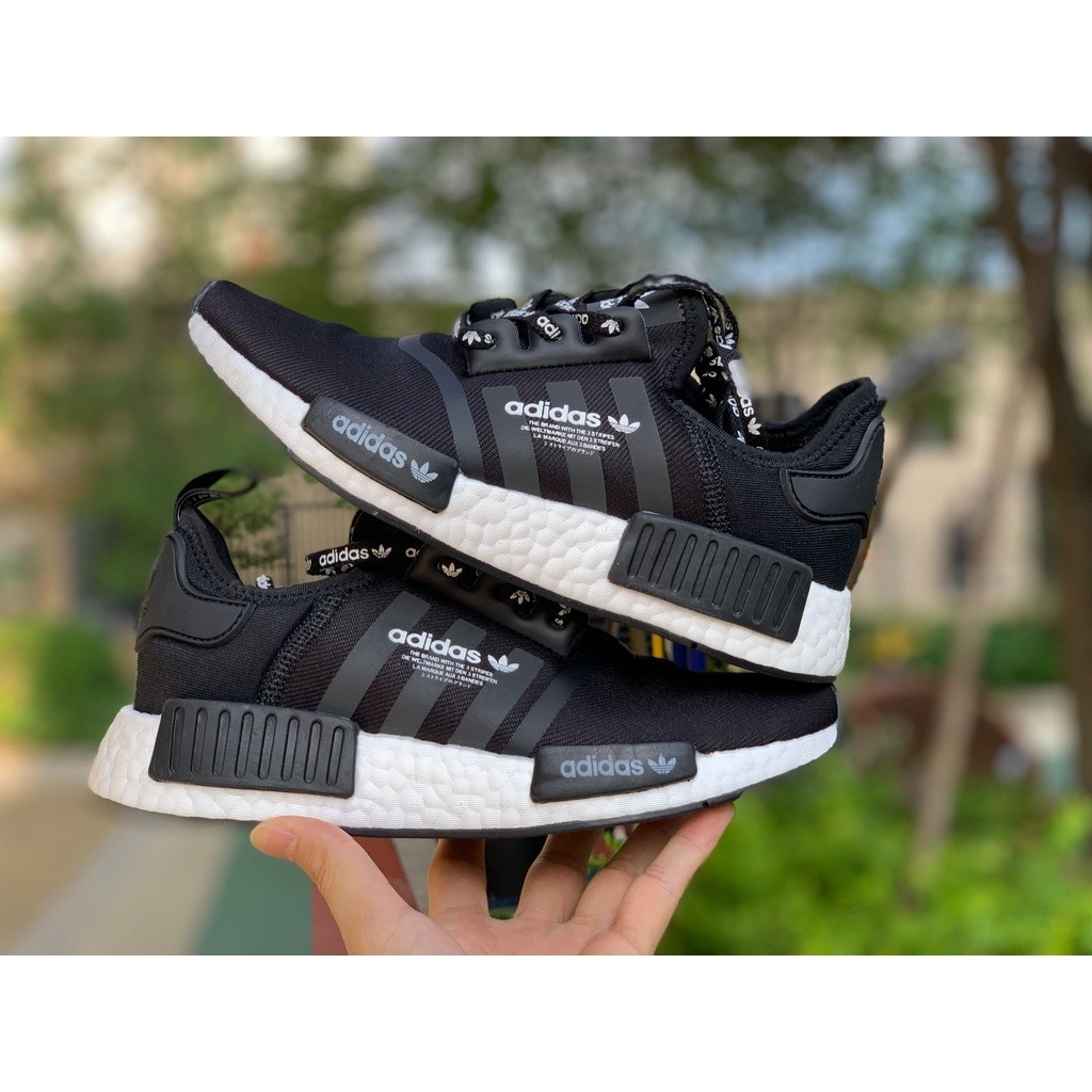 Adidas NMD R1 BOOST 黑白 文字 Logo 休閒慢跑鞋 F99711