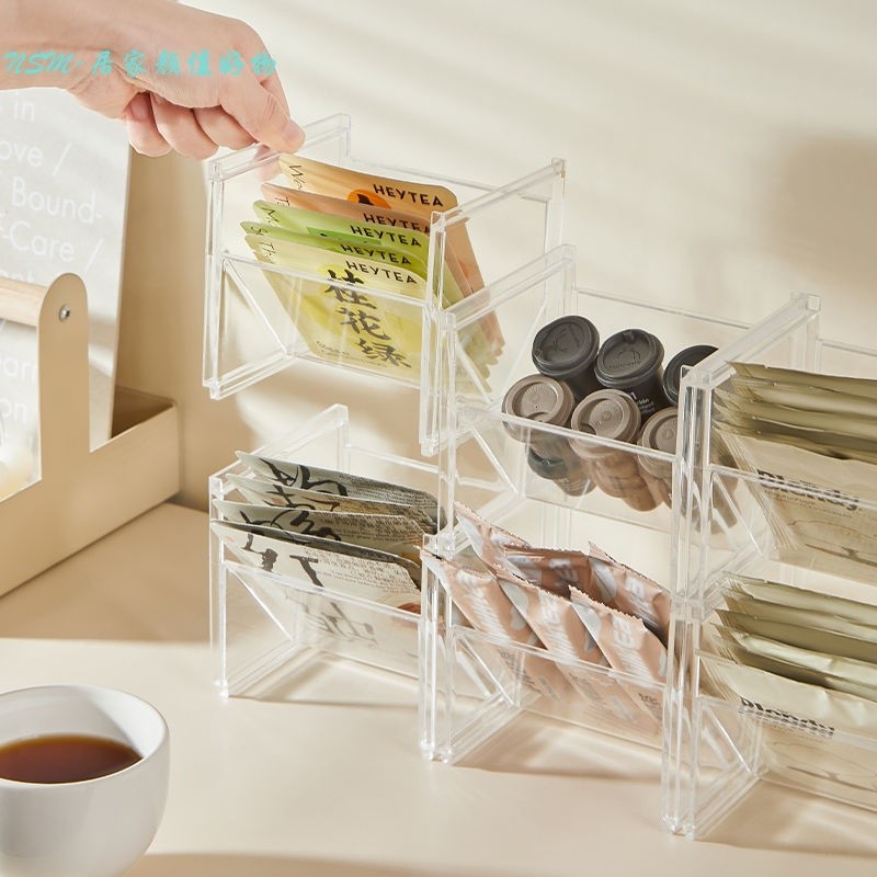 日式茶包收納盒 膠囊咖啡多功能置物架 茶包收納盒 桌上收納 咖啡膠囊收納 咖啡包收納盒 茶葉收納盒 零食收納架