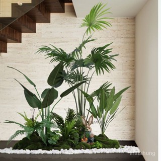 【現貨 免運】模擬綠植室內樓梯下造景空間轉角盆栽假樹景觀物植物裝飾客廳落地
