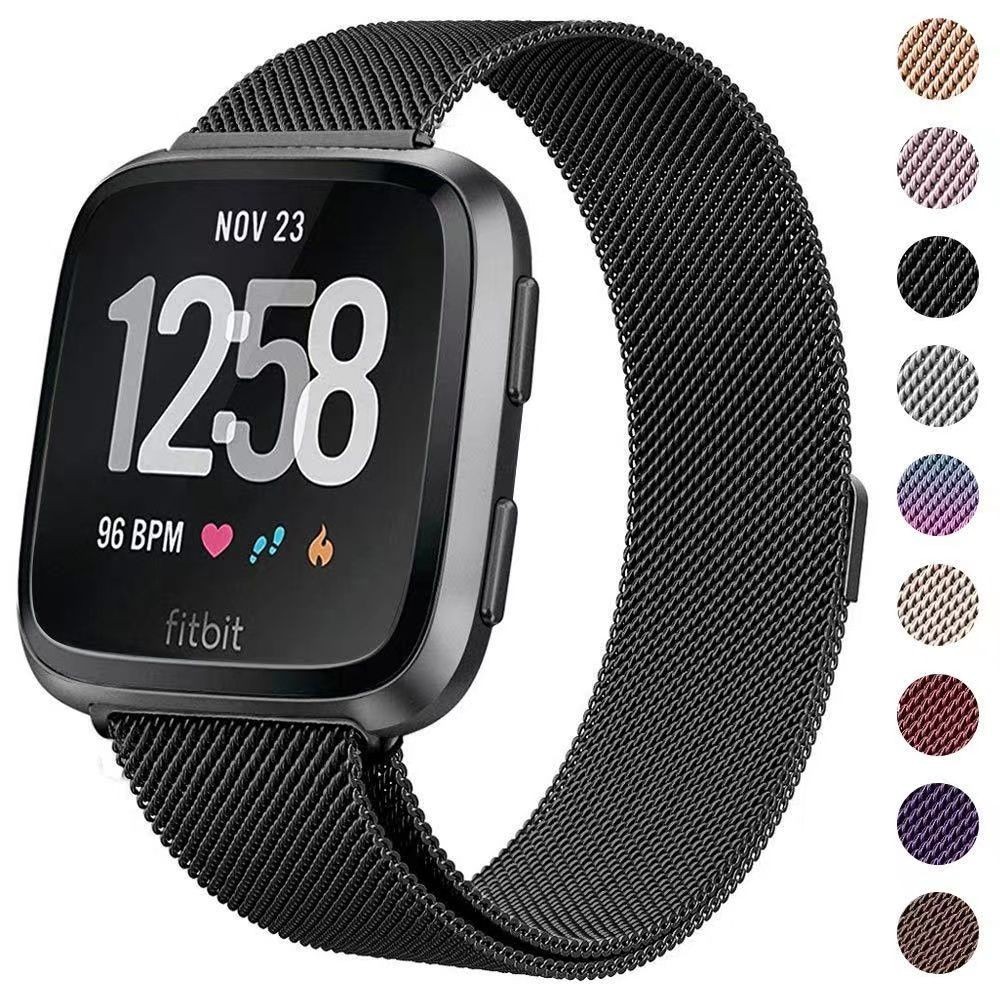 💕只是錶帶🎈適用Fitbit Versa/Versa 2/Versa LiteSE米蘭磁吸表帶金屬鋼腕帶