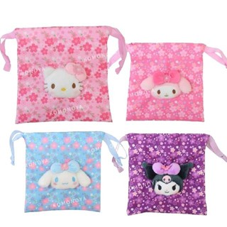 【現貨】小禮堂 Sanrio 三麗鷗 玩偶束口袋 (櫻花款) Kitty 美樂蒂 大耳狗