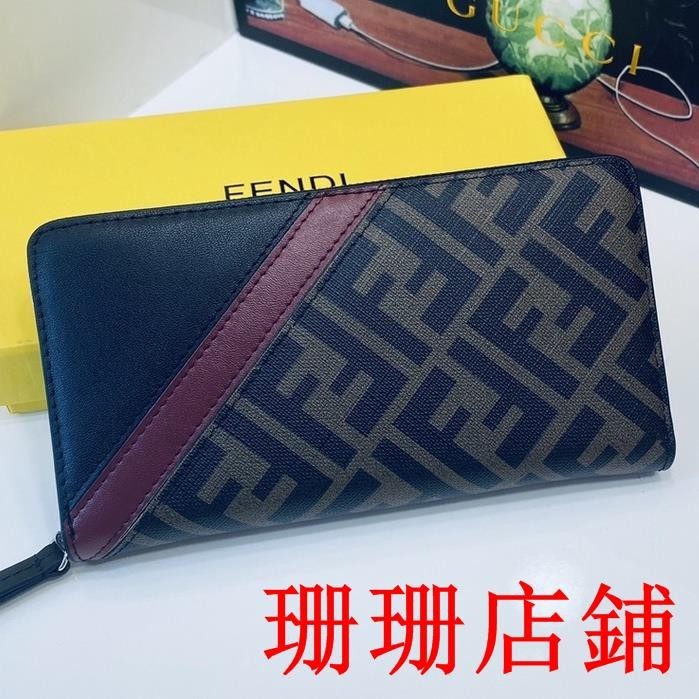 珊珊二手//岢*/%FENDI 芬迪 長夾 錢包 皮夾 零錢包 手拿包 手包 手抓包 多卡位 男士皮夾 男夾