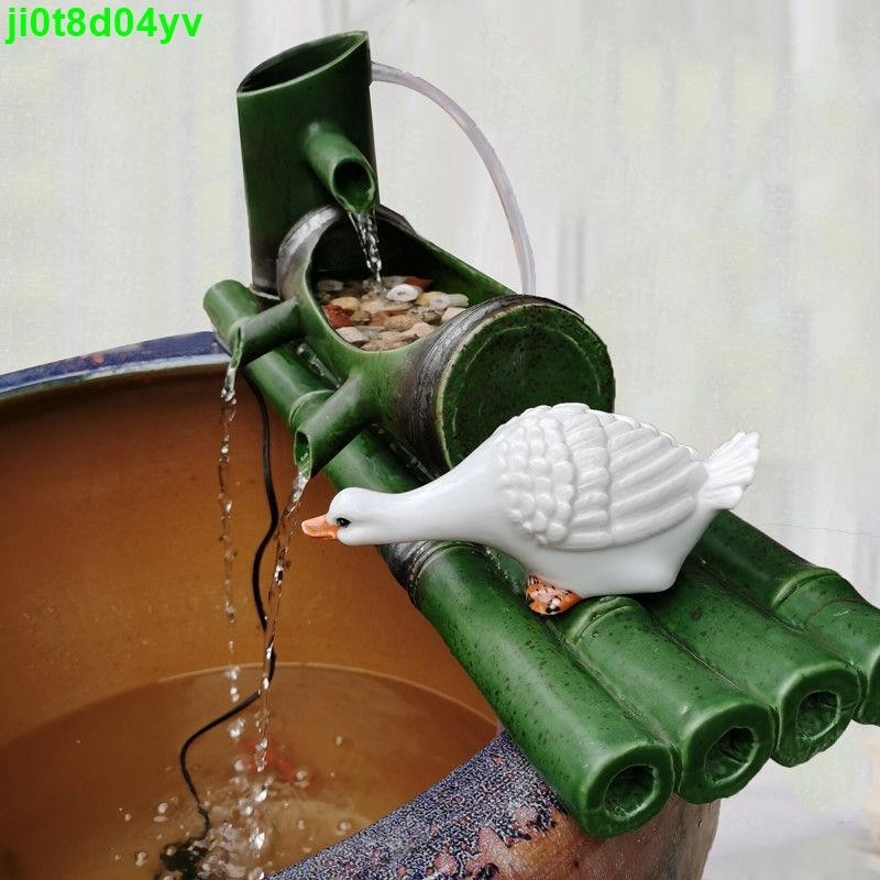 陶瓷魚缸竹子流水器流水擺件diy 循環養魚竹筒過濾大水缸造景配件
