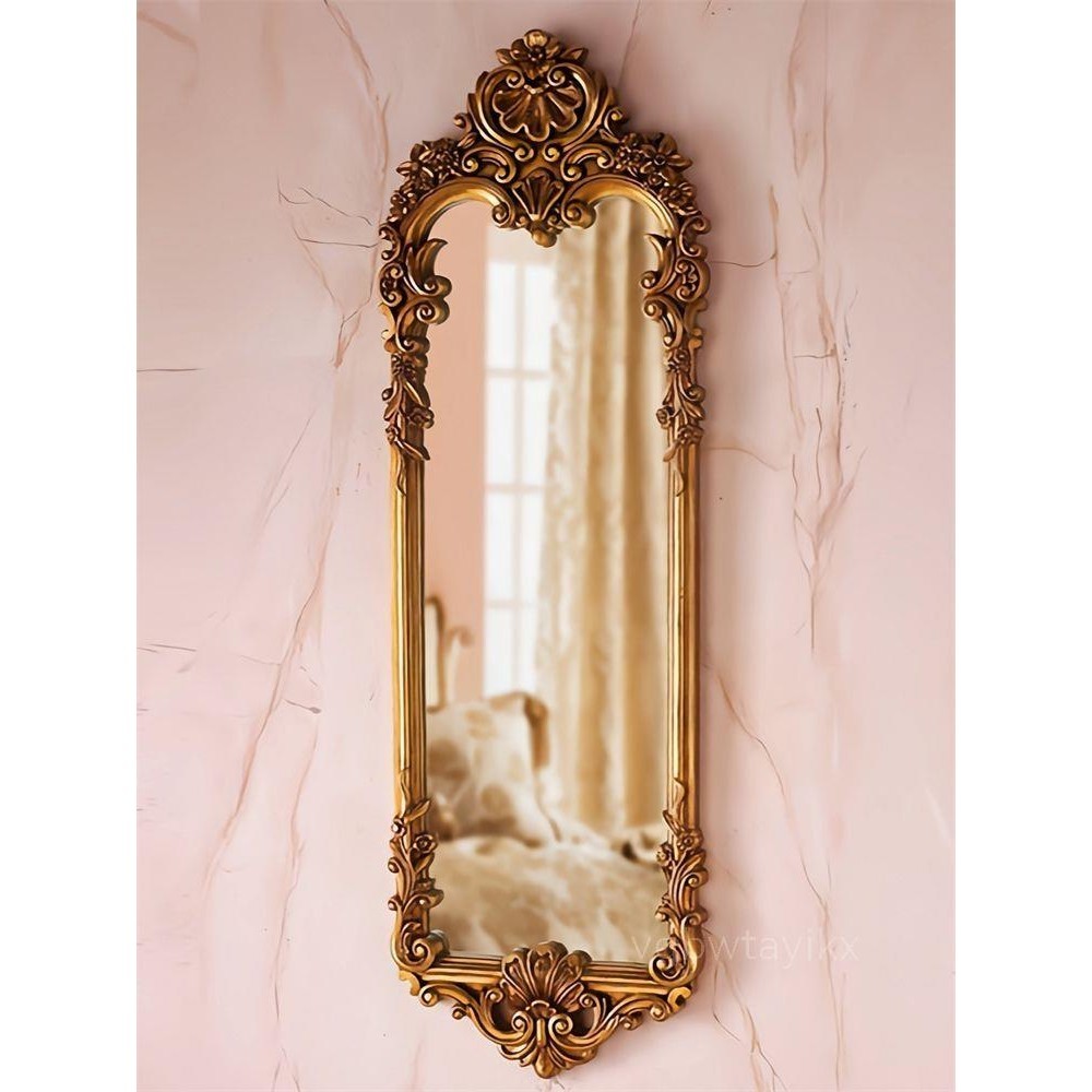 【廠家直銷】免運美式復古全身鏡掛墻法式古典歐式雕花客廳玄關裝飾鏡壁掛穿衣鏡子