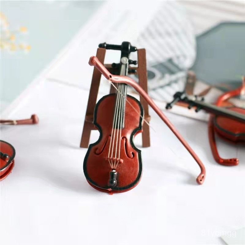 店長推薦🔥迷你微縮小提琴爵士鼓薩剋斯樂器模型 場景模型 拍攝道具擺件 G1HW