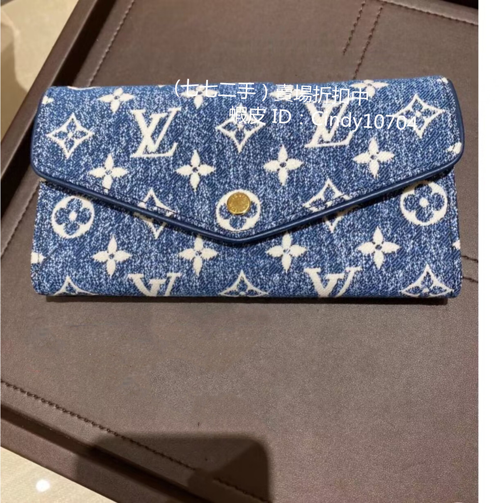 二手 LV 路易威登 Monogram 牛仔佈 長夾 12卡位 翻蓋暗釦 長款錢包 手拿包 M81183