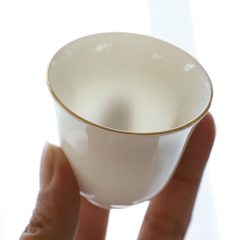 羽墨商超QAQ 白瓷茶具傢用羊脂玉敬茶杯陶瓷主人杯茶道配件茶碗普洱玉瓷品茗杯 NWFW